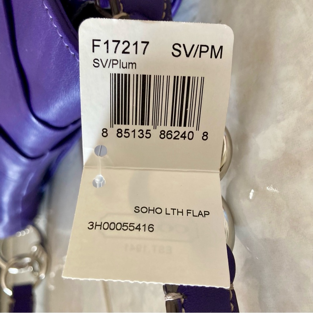 NWT Coach F17217 Vintage Purple Pleated Soho Leather w/Buckle Shoulder Bag - Picture 11 of 15